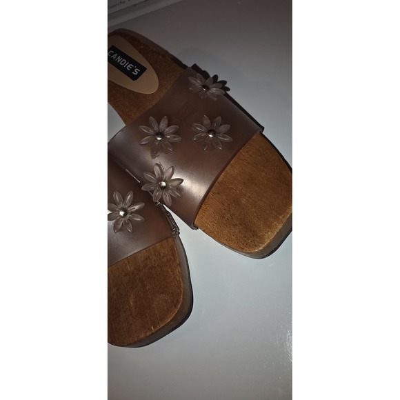 Vintage Candies 90s Y2K Wood Chunky Clogs‎ Sliders Sandals Floral Size 8M - Picture 3 of 7